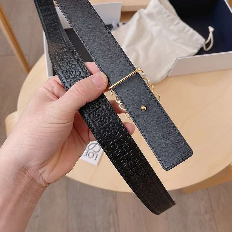 ロエベ カーフレザー アナグラムバックルリバーシブルベルトコピー 3.0 cm loc44370
