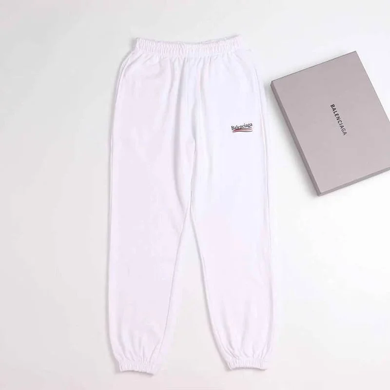 【日本未発売】バレンシアガ Political Campaign Sweat パンツ 偽物★カーリーフリース　ホワイト bai35225