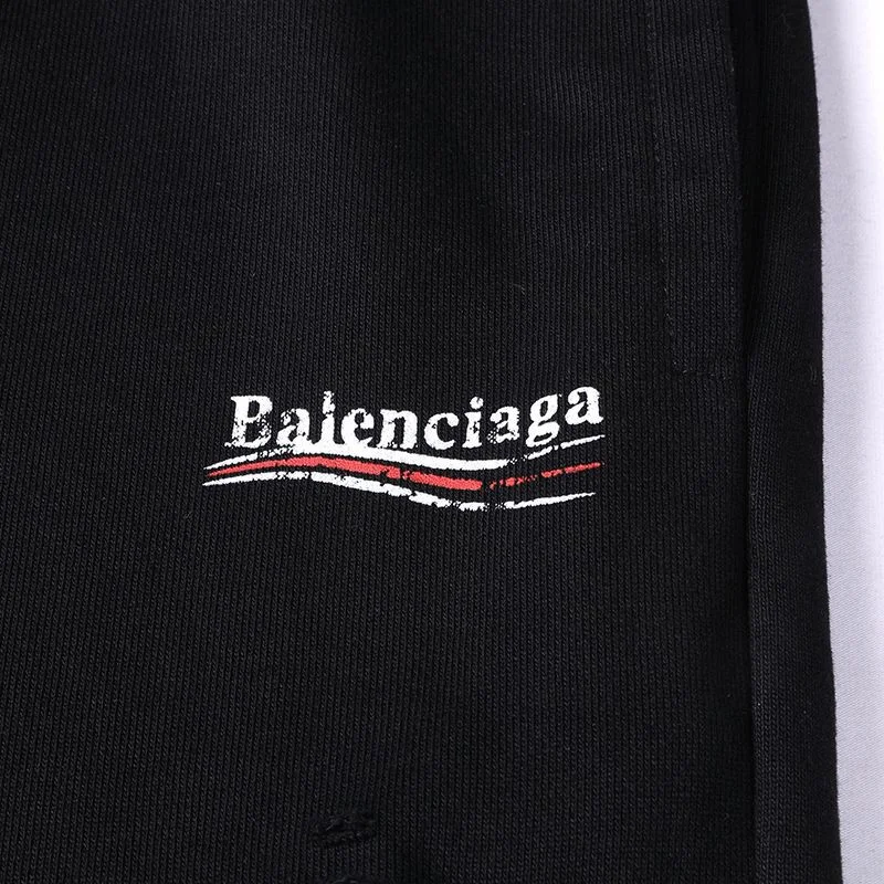 目を惹くカラーバレンシアガ コピー Political Campaign Sweat パンツ★カーリーフリース　ブラック bav26689