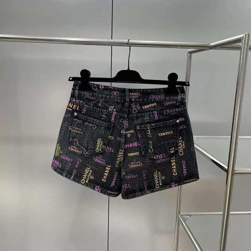 最安値挑戦シャネル プリント デニム ショートパンツ コピー shn13678