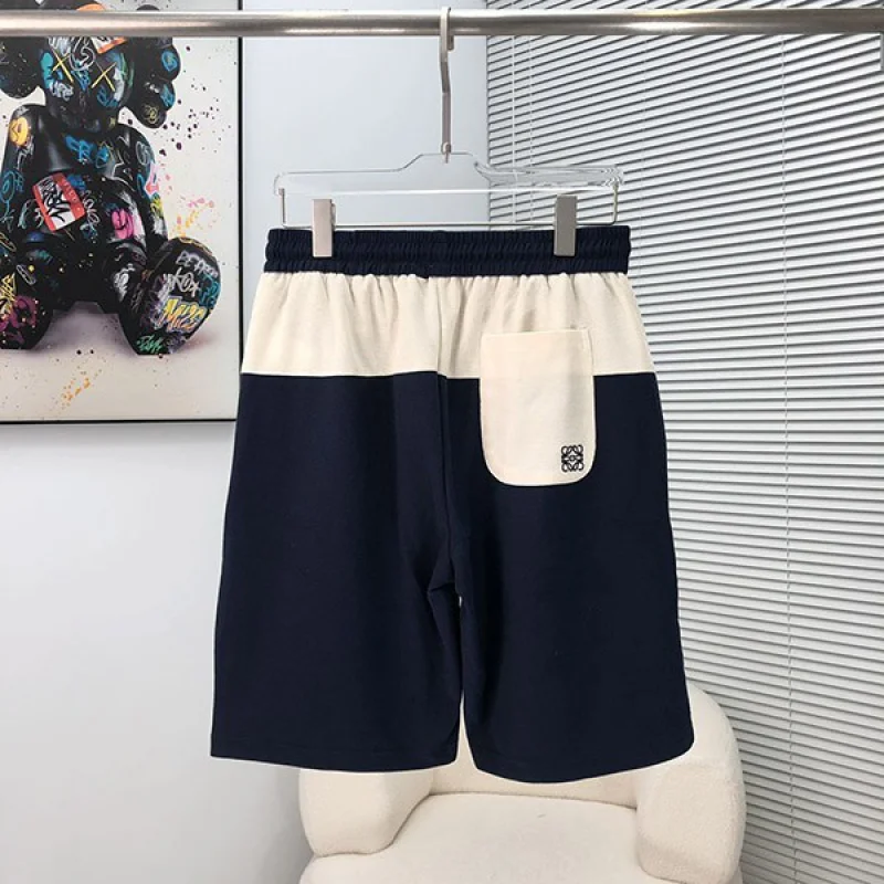 大人気！ロエベ ハーフ・ショートパンツ 偽物 コットン ブラック/ホワイト log94612