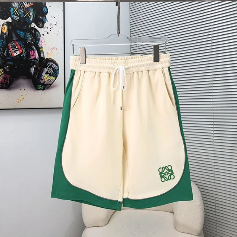 《大人気》ロエベ ハーフ・ショートパンツ コピー コットン グリーン/ホワイト lor71866