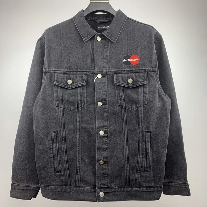 追跡付き発送バレンシアガ UNIFORM デニム ロゴジャケット 偽物 ブラック 620730TBP471105