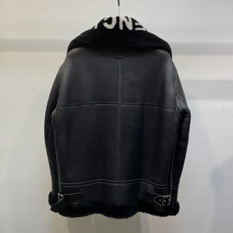 超希少!バレンシアガ Cocoon Aviator ジャケット コピー★シャイニー ラムスキン&ボンドウール ブラック 646456TKS311069