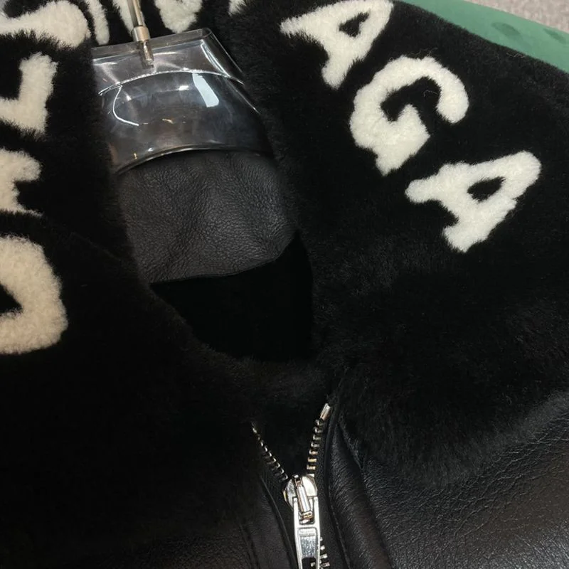 超希少!バレンシアガ Cocoon Aviator ジャケット コピー★シャイニー ラムスキン&ボンドウール ブラック 646456TKS311069