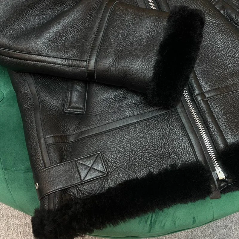 超希少!バレンシアガ Cocoon Aviator ジャケット コピー★シャイニー ラムスキン&ボンドウール ブラック 646456TKS311069
