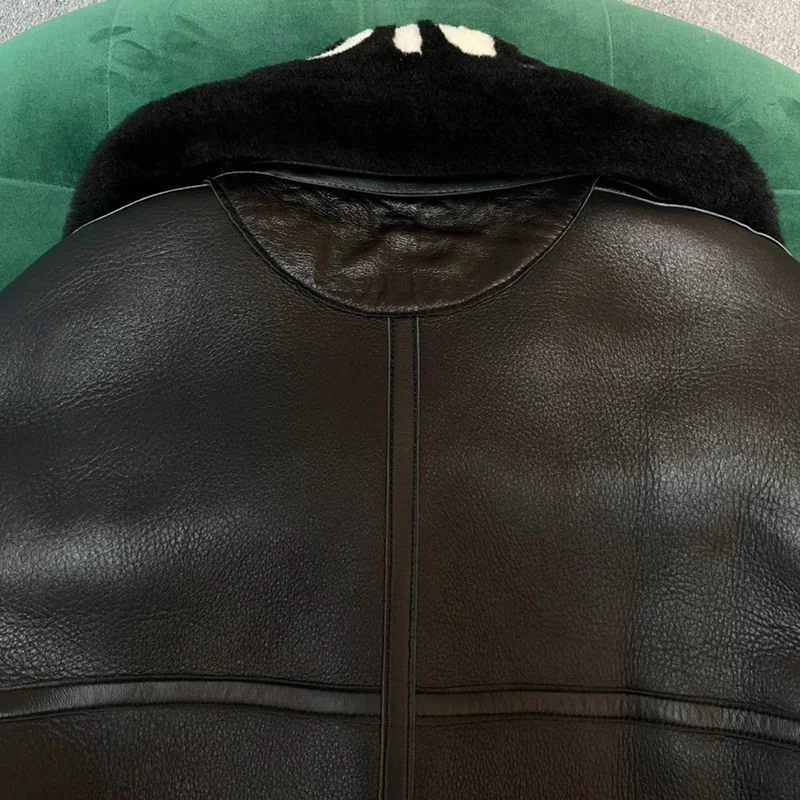 超希少!バレンシアガ Cocoon Aviator ジャケット コピー★シャイニー ラムスキン&ボンドウール ブラック 646456TKS311069