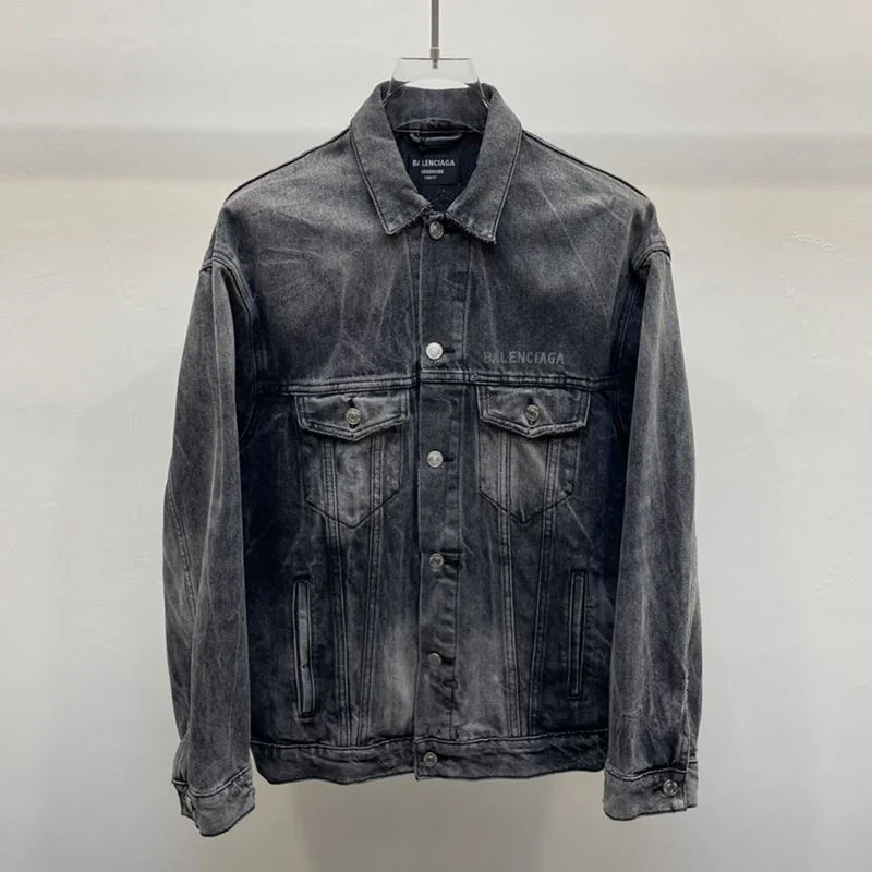 定番バレンシアガ Drip Peace Large Fit ジャケット 偽物★ストーンウォッシュ ブラックデニム 657607TBP471090