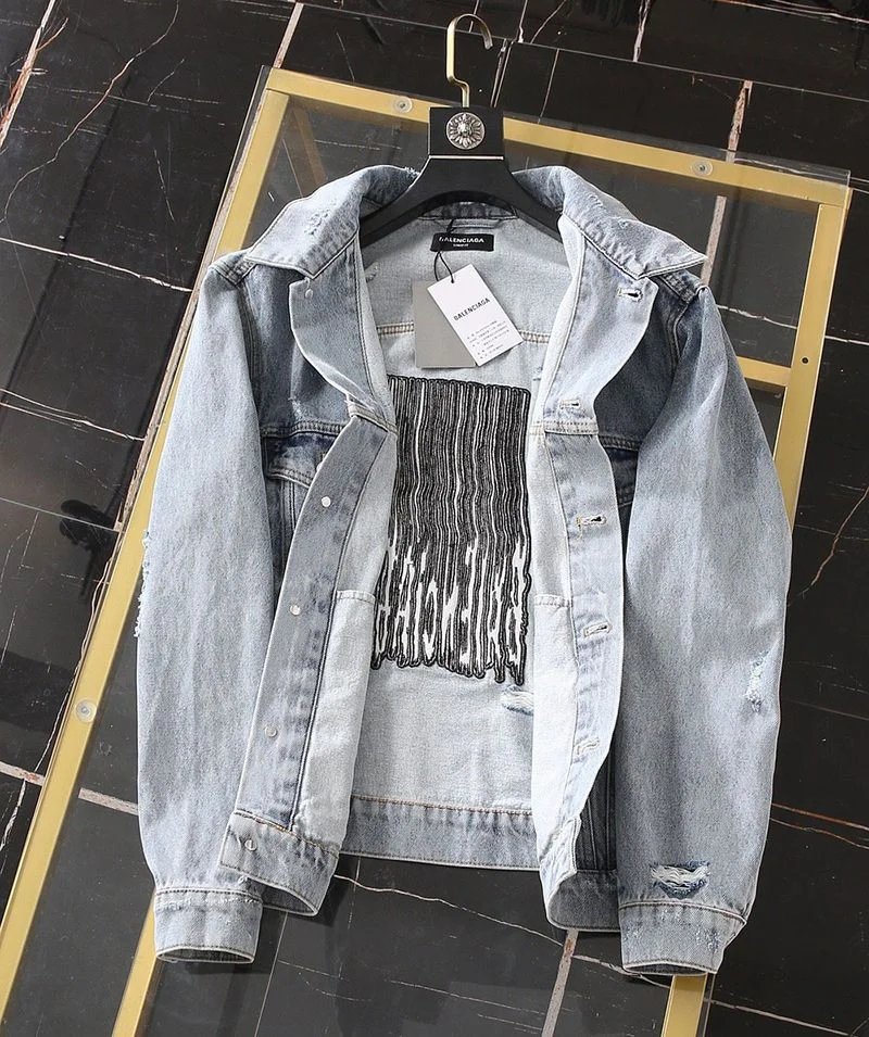 目を惹くカラーバレンシアガ Barcode Large Fit ジャケット 偽物★ライトブルーデニム 664329TBP488961