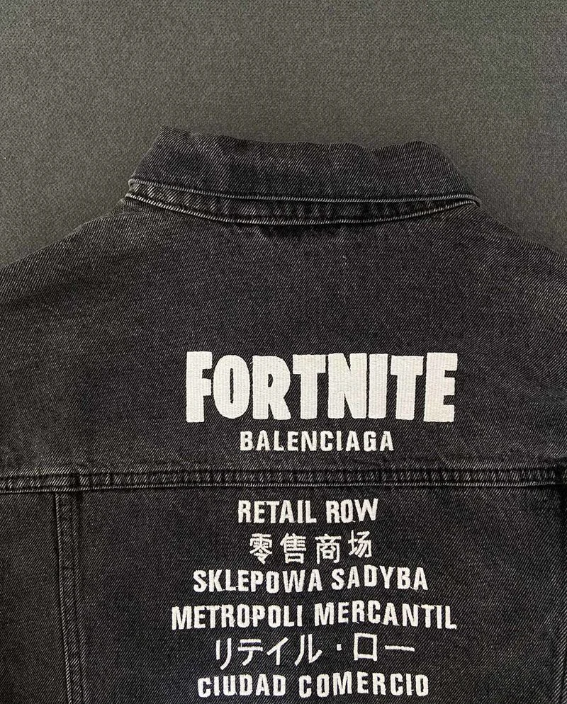 21AW新作バレンシアガ コピー Fortnite©2021 EPIC GAMES, INC Large Fit ジャケット デニム ブラック 684001TEW051055