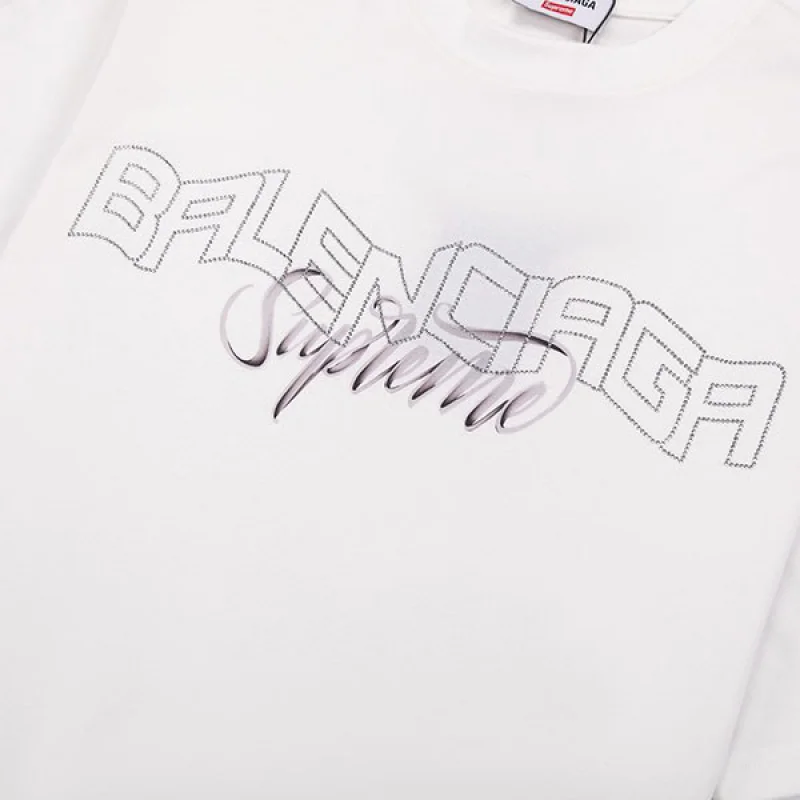 大人気!バレンシアガ シュプリーム コラボ 偽物 ロゴ Tシャツ bab15593