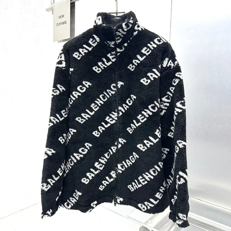 完売必至バレンシアガ ALLOVER LOGO ソフトジャケット 偽物◆ブラック◆ bak18685