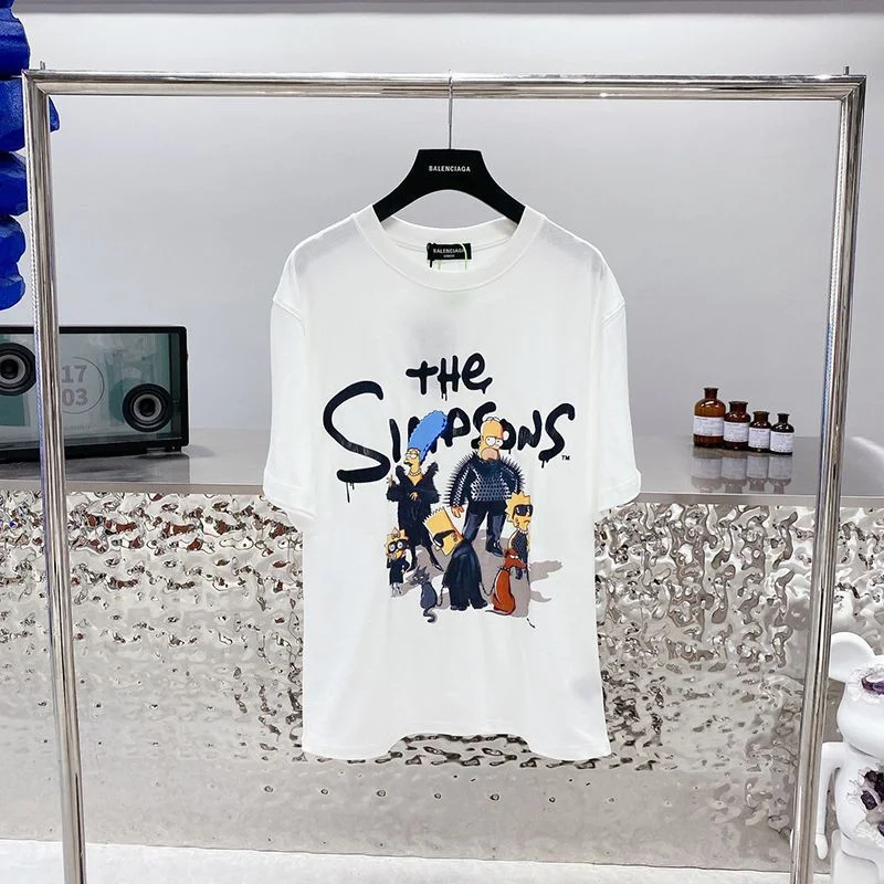世界中で大人気♪【バレンシアガ】 The Simpsons プリント コットン Tシャツ 偽物 bap55128