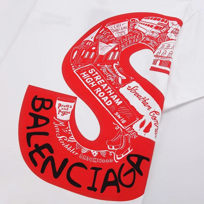 シュプリーム バレンシアガ コラボ コピー Sロゴ プリント Tシャツ baq45256