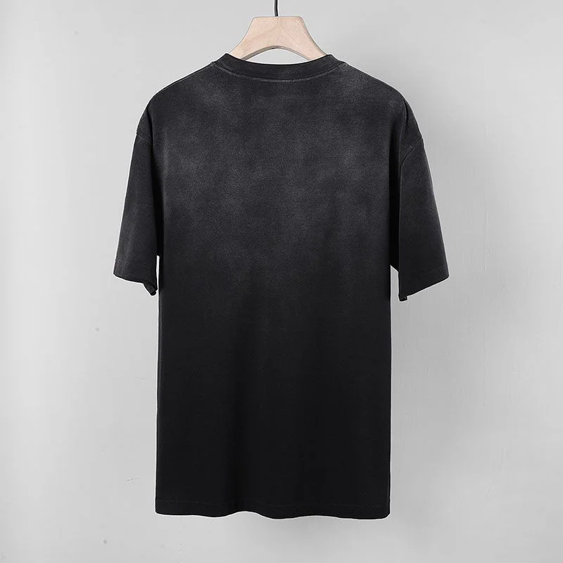 争奪戦 バレンシアガ ロゴダメージブラックコットン コピー クルーネックTシャツ baq77545