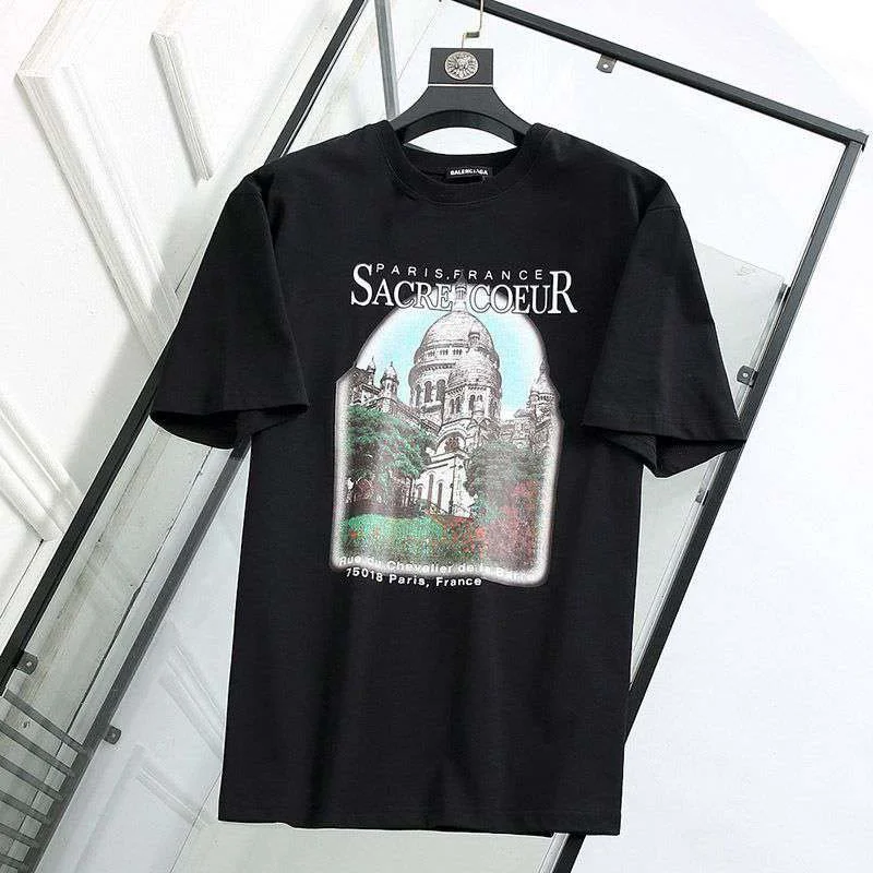 春もの新作バレンシアガ クルーネック Tシャツ 偽物 SACRE COEUR ブラック bar35088