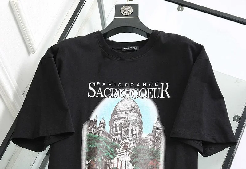春もの新作バレンシアガ クルーネック Tシャツ 偽物 SACRE COEUR ブラック bar35088
