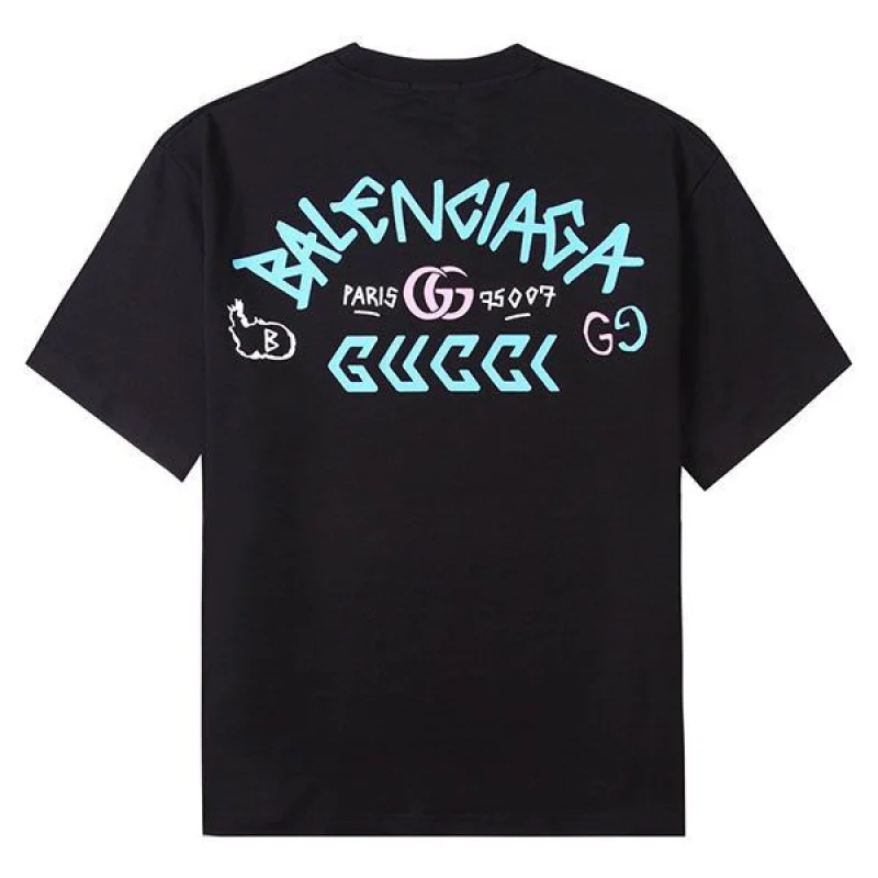 稀少 バレンシアガ x グッチ コラボ 偽物 Tシャツ bat69000