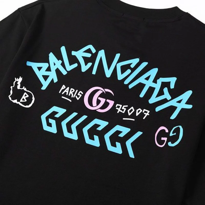 稀少 バレンシアガ x グッチ コラボ 偽物 Tシャツ bat69000