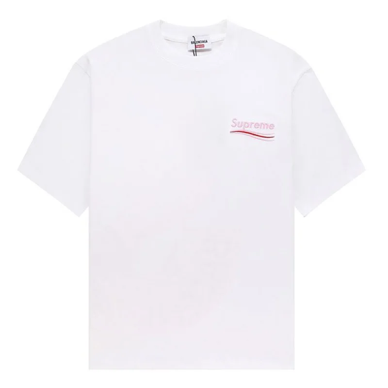 バレンシアガ シュプリーム 偽物 コラボ Sロゴ プリント Tシャツ bau15716