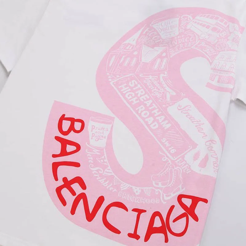 バレンシアガ シュプリーム 偽物 コラボ Sロゴ プリント Tシャツ bau15716