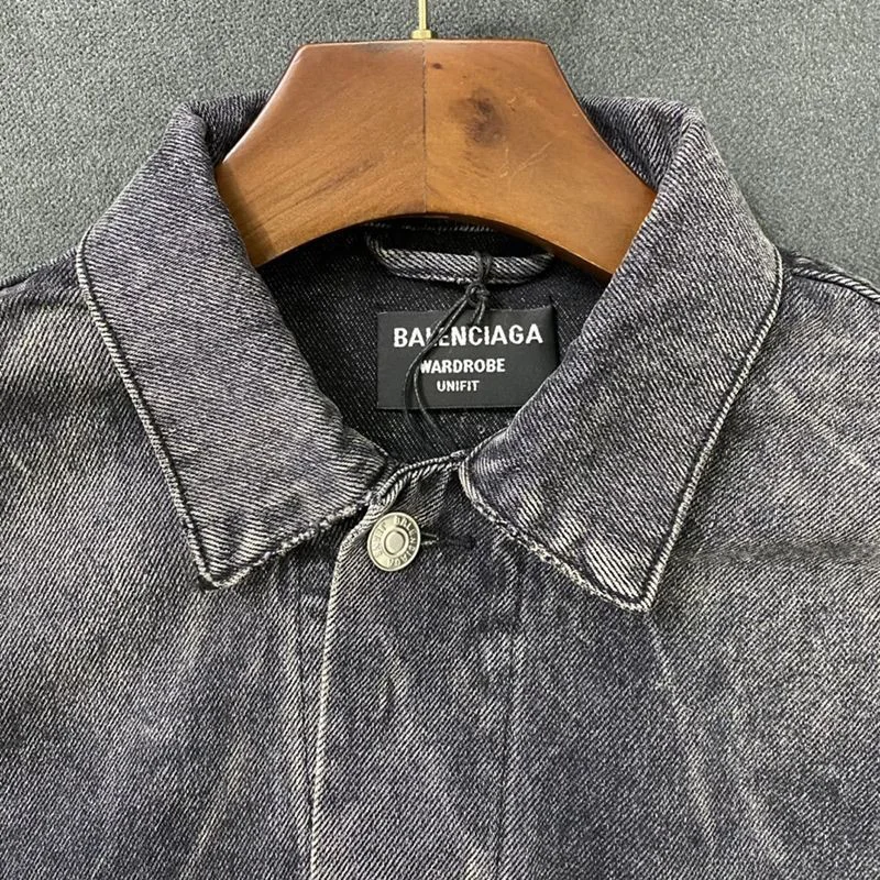 定番バレンシアガ 偽物 Drip Peace Large Fit ジャケット★ストーンウォッシュ ブラックデニム bau61029