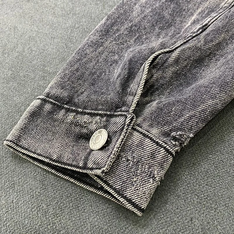 定番バレンシアガ 偽物 Drip Peace Large Fit ジャケット★ストーンウォッシュ ブラックデニム bau61029