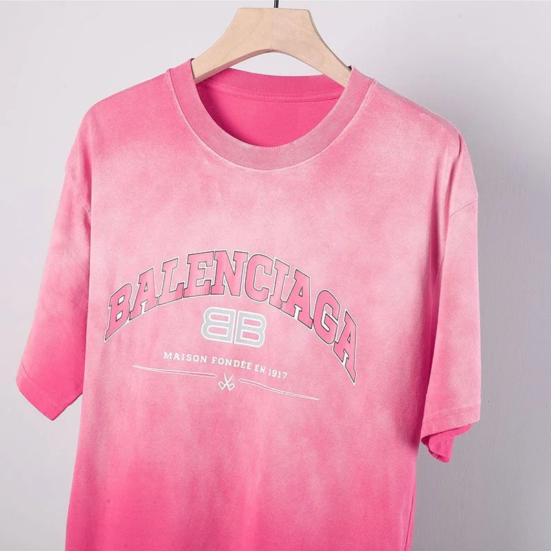 ★日本!!人気！バレンシアガ ロゴダメージブラックコットン 偽物 クルーネックTシャツ bay66893