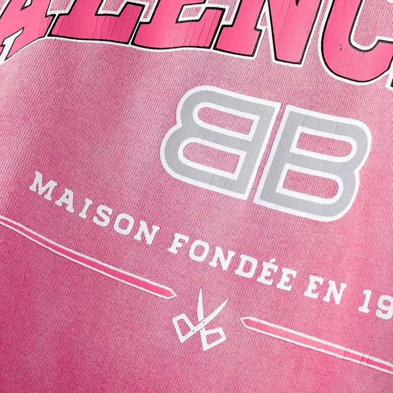 ★日本!!人気！バレンシアガ ロゴダメージブラックコットン 偽物 クルーネックTシャツ bay66893