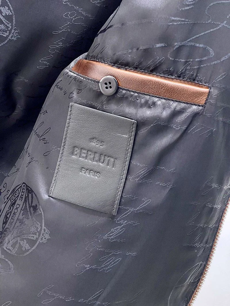 ☆超人気☆ベルルッティ レザーブルゾン ライダースジャケット偽物 bef32818