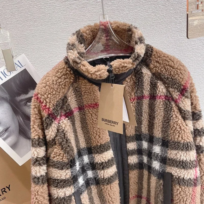《大人気》バーバリー☆Brown チェック柄 カシミア Wool フリースジャケット コピー Bak84791
