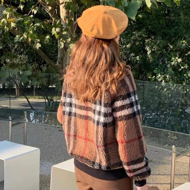 《大人気》バーバリー☆Brown チェック柄 カシミア Wool フリースジャケット コピー Bak84791
