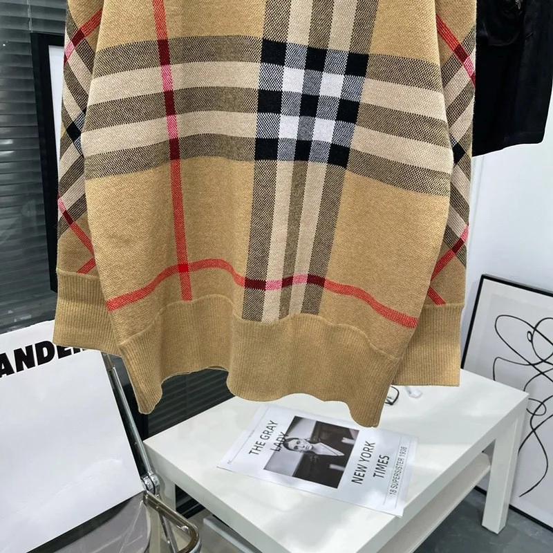 21AW新作 バーバリー ヴィンテージチェックオーバーサイズニット ベージュコピー Ban16653