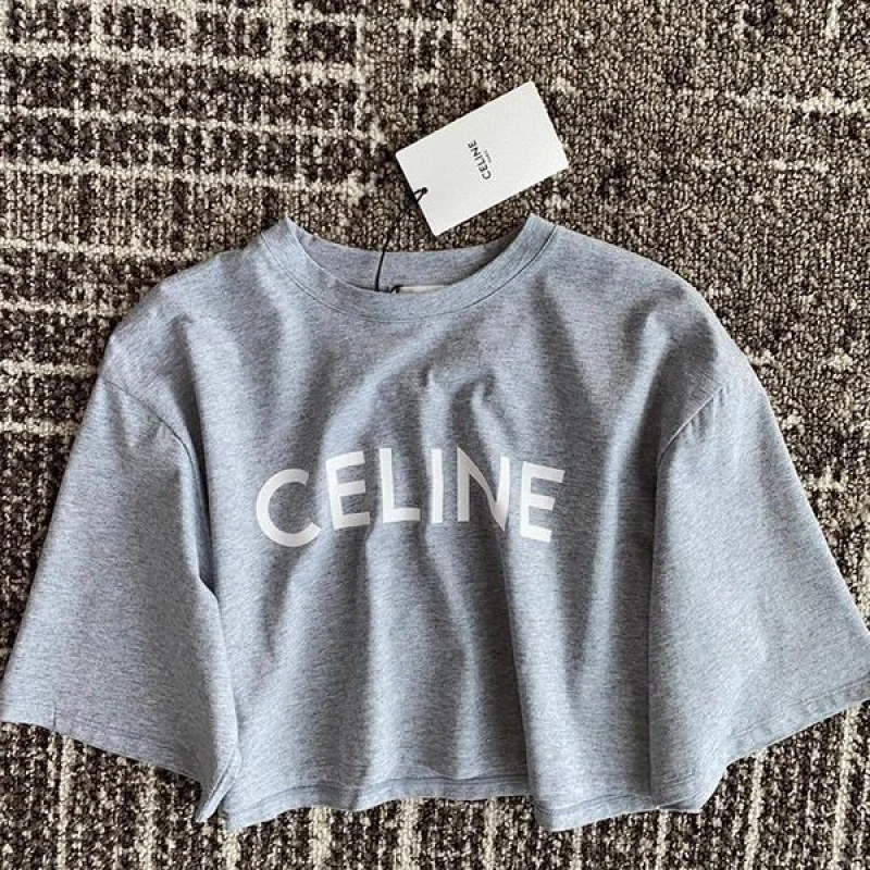 定番セリーヌ クロップド Tシャツ 偽物 グレー 2X761671Q_09OW