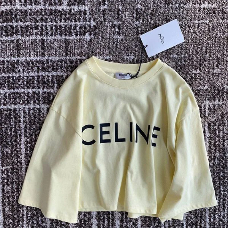 送料込セリーヌ クロップド Tシャツ コピー イエロー 2X761671Q_11LK