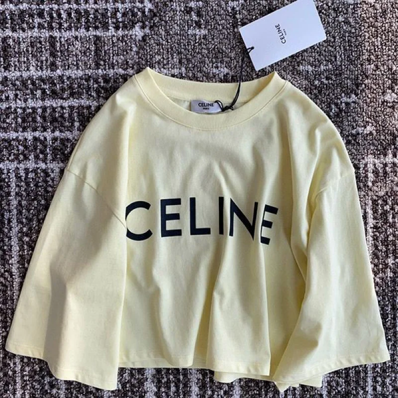 送料込セリーヌ クロップド Tシャツ コピー イエロー 2X761671Q_11LK