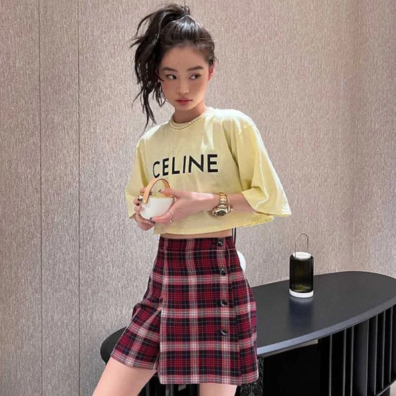 送料込セリーヌ クロップド Tシャツ コピー イエロー 2X761671Q_11LK