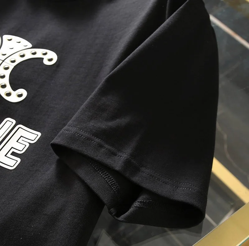 新作☆【セリーヌ】TRIOMPHE クロップドTシャツ/コットン コピー 2X871501F
