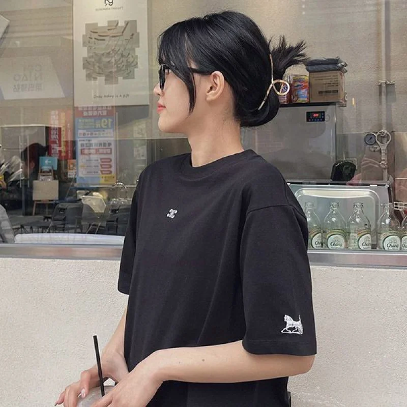 大人気!セリーヌ トリオンフ ロゴ Tシャツ / コットンジャージー ブラック Cek45886