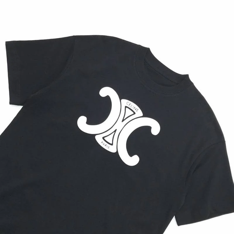 目を惹くカラーセリーヌ トリオンフ Tシャツ 偽物 コットン ブラック Cen24781