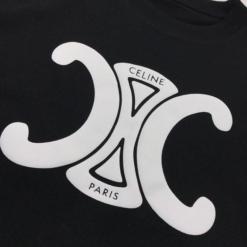 目を惹くカラーセリーヌ トリオンフ Tシャツ 偽物 コットン ブラック Cen24781
