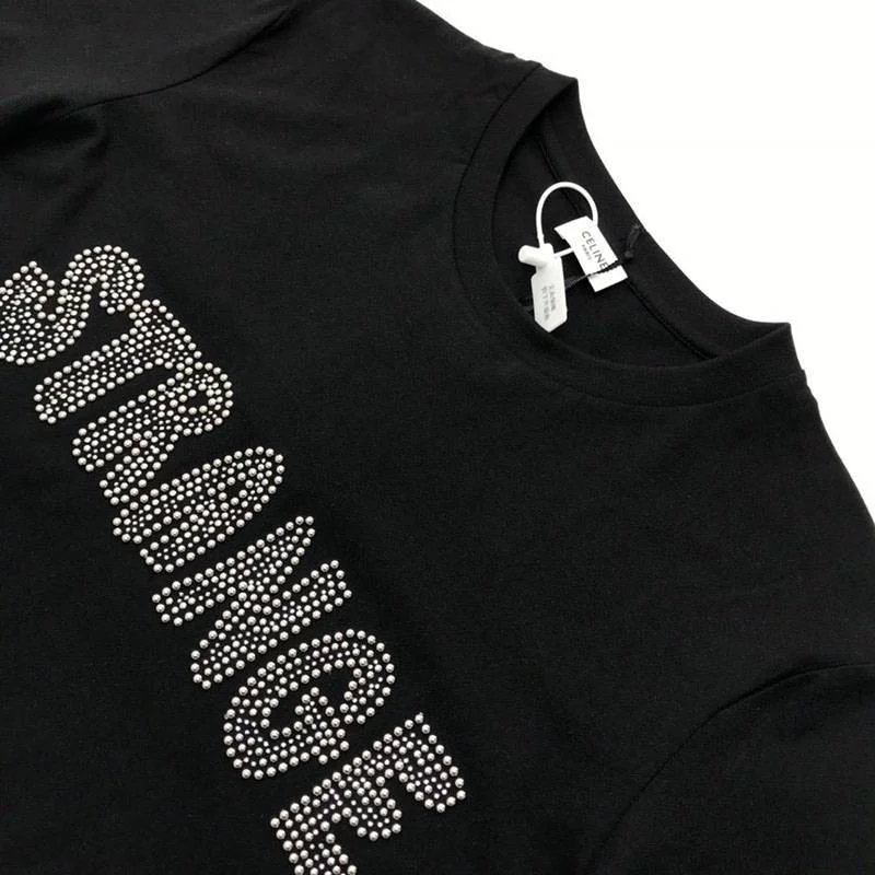 目を惹くカラーセリーヌ ルーズ Tシャツ コピー コットン ブラック Cep26386