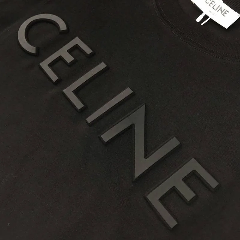 大人気!セリーヌ コピー ルーズ Tシャツ コットン ブラック Cer62947