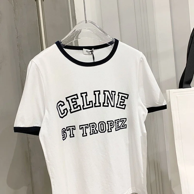 新作 大人気 セリーヌ サントロペコットンフロックTシャツ コピー 2X774501F