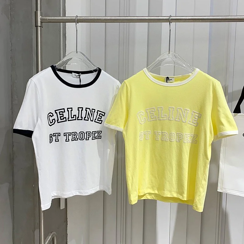 新作 大人気 セリーヌ サントロペコットンフロックTシャツ コピー 2X774501F