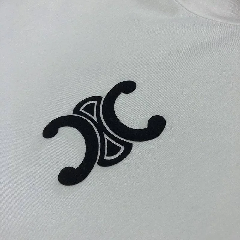 超希少!セリーヌ トリオンフ Tシャツ 偽物 コットン ブラック / ホワイト Cev58439