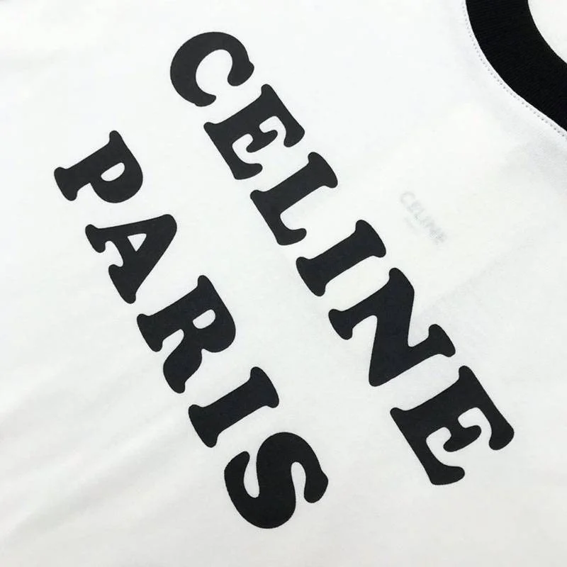 完売必至セリーヌ パリ ボクシーTシャツ 偽物 コットン ブラック&ホワイト Cev71778