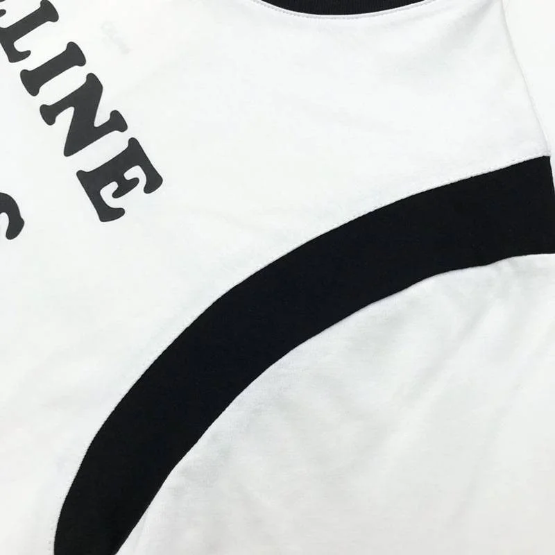 完売必至セリーヌ パリ ボクシーTシャツ 偽物 コットン ブラック&ホワイト Cev71778