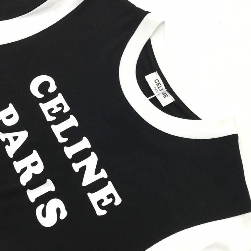 最安値挑戦セリーヌ パリ ボクシーTシャツ コピー コットン ホワイト&ブラック Cew26552
