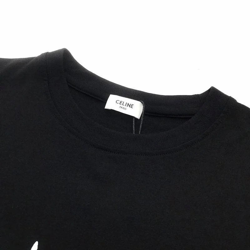 人気No1セリーヌ アーティストプリント ルーズTシャツ 偽物/ コットン ブラック Cez86971